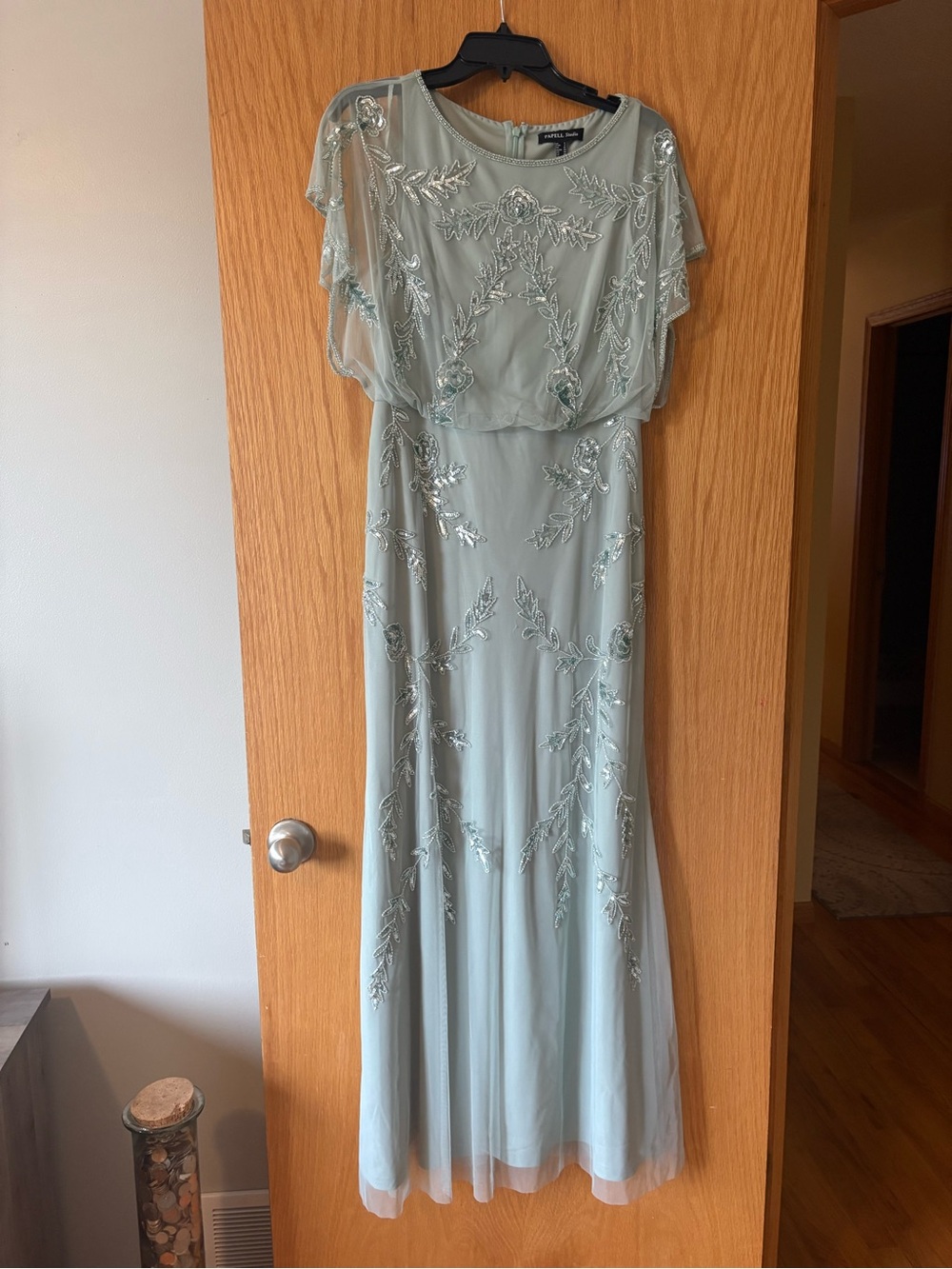 Adrianna Papell Sage Beaded Evening Gown Size 6